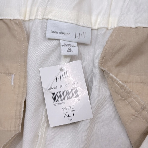 NWT J. Jill High Waisted Linen Blend Straight Cuffed White Pants Size XL Tall - Picture 7 of 9